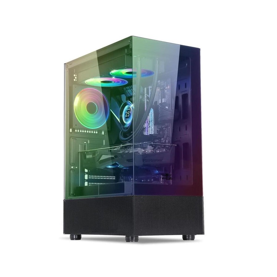 Caja semitorre atx spirit of gamer spectra dark rgb con paneles de cristal (negro)