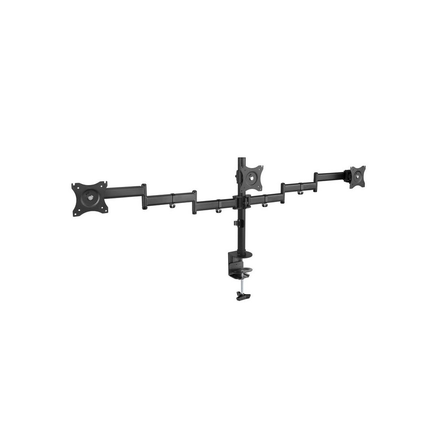 Tooq soporte de mesa con brazos articulados para 3 monitores de 13"-27" - giratorio e inclinable - gestion de cables -