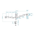 Tooq soporte de mesa con brazos articulados para 3 monitores de 13"-27" - giratorio e inclinable - gestion de cables -