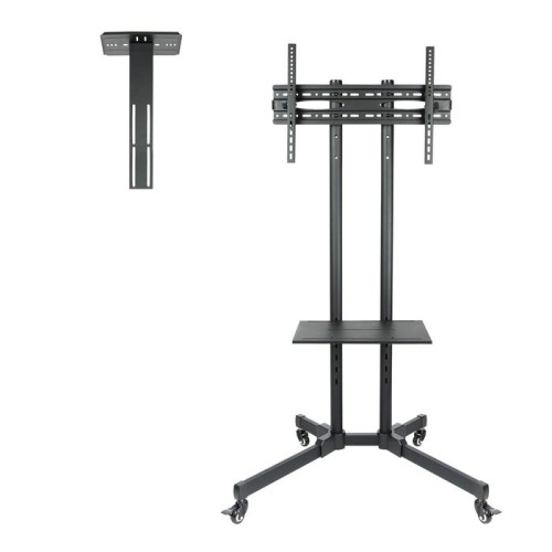 Tooq soporte de pantalla de suelo con ruedas 37"-70" - bloqueo de ruedas - dos estantes - peso max 50kg - vesa