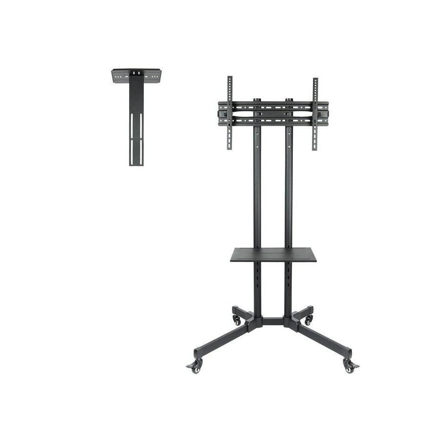 Tooq soporte de pantalla de suelo con ruedas 37"-70" - bloqueo de ruedas - dos estantes - peso max 50kg - vesa
