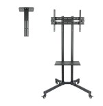 Tooq soporte de pantalla de suelo con ruedas 37"-70" - bloqueo de ruedas - dos estantes - peso max 50kg - vesa