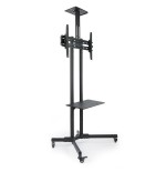 Tooq soporte de pantalla de suelo con ruedas 37"-70" - bloqueo de ruedas - dos estantes - peso max 50kg - vesa