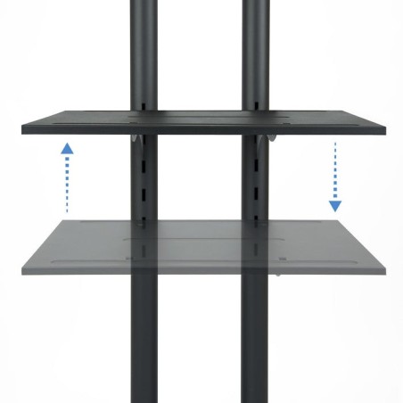 Tooq soporte de pantalla de suelo con ruedas 37"-70" - bloqueo de ruedas - dos estantes - peso max 50kg - vesa