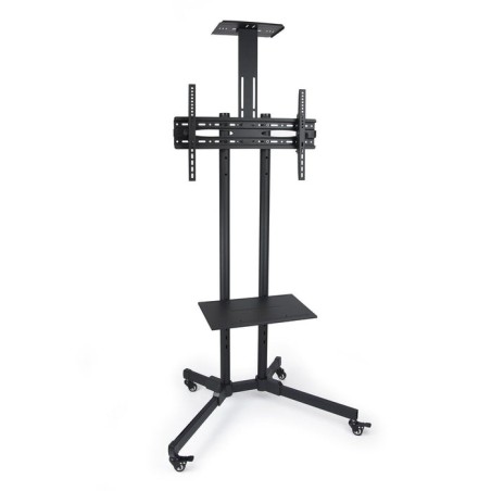 Tooq soporte de pantalla de suelo con ruedas 37"-70" - bloqueo de ruedas - dos estantes - peso max 50kg - vesa