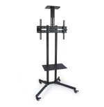 Tooq soporte de pantalla de suelo con ruedas 37"-70" - bloqueo de ruedas - dos estantes - peso max 50kg - vesa