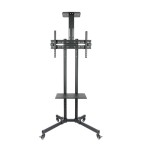Tooq soporte de pantalla de suelo con ruedas 37"-70" - bloqueo de ruedas - dos estantes - peso max 50kg - vesa