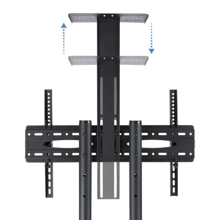 Tooq soporte de pantalla de suelo con ruedas 37"-70" - bloqueo de ruedas - dos estantes - peso max 50kg - vesa