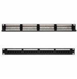 Nanocable patch panel 24 puertos rj45 cat.6 utp 19" 1u dual idc - negro