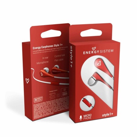 Energy auricular earphones style 1+ in-ear flat cable microfono red 446001
