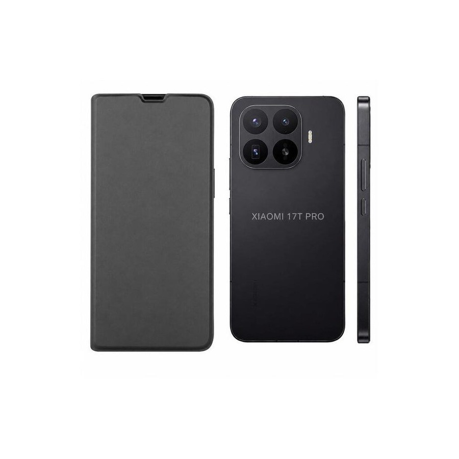Funda tipo libro con soporte soft touch negro compatible xiaomi 17t pro - jaym®