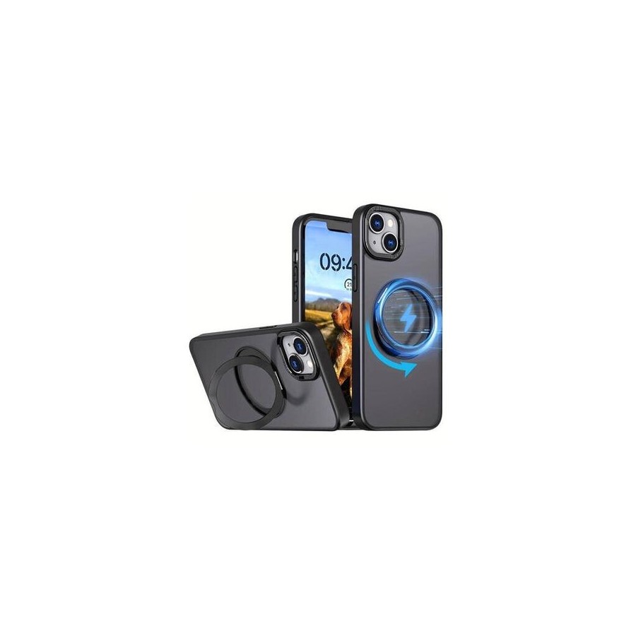 Funda reforzada compatible iphone 16 pro con anneau stand magsafe rotatif - negro - jaym®