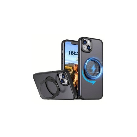 Funda reforzada compatible iphone 16 pro max con anneau stand magsafe rotatif - negro - jaym®