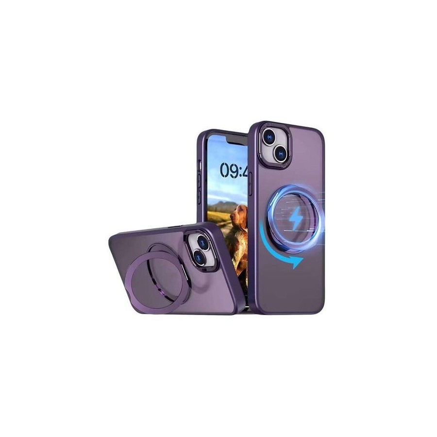 Funda reforzada compatible iphone 16 pro max con anneau stand magsafe rotatif - violeta - jaym®