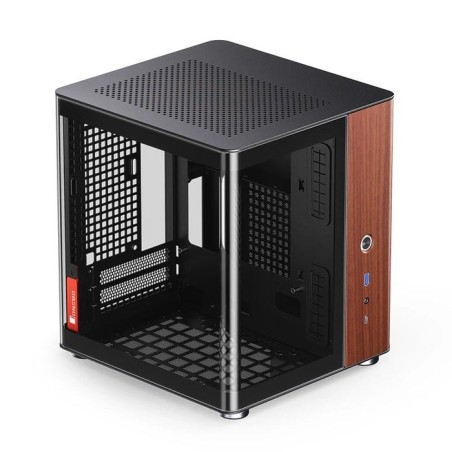 Jonsbo tk-0 pc carcasa, mini-tower, mini-itx, tempered glass, madera - negro