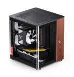 Jonsbo tk-0 pc carcasa, mini-tower, mini-itx, tempered glass, madera - negro