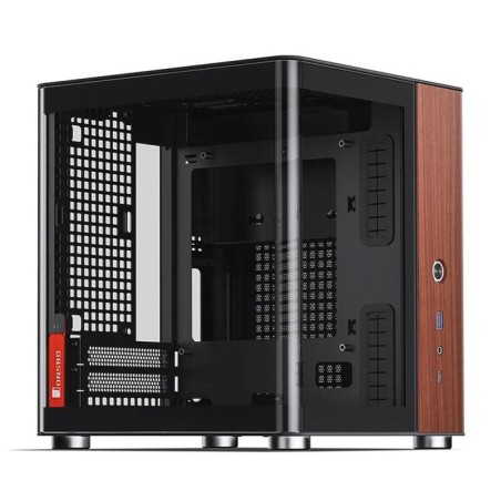 Jonsbo tk-0 pc carcasa, mini-tower, mini-itx, tempered glass, madera - negro