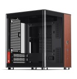 Jonsbo tk-0 pc carcasa, mini-tower, mini-itx, tempered glass, madera - negro