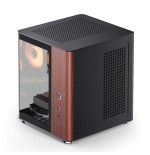 Jonsbo tk-0 pc carcasa, mini-tower, mini-itx, tempered glass, madera - negro