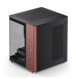 Jonsbo tk-0 pc carcasa, mini-tower, mini-itx, tempered glass, madera - negro