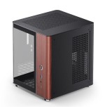 Jonsbo tk-0 pc carcasa, mini-tower, mini-itx, tempered glass, madera - negro