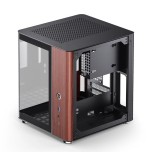 Jonsbo tk-0 pc carcasa, mini-tower, mini-itx, tempered glass, madera - negro