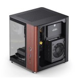 Jonsbo tk-0 pc carcasa, mini-tower, mini-itx, tempered glass, madera - negro