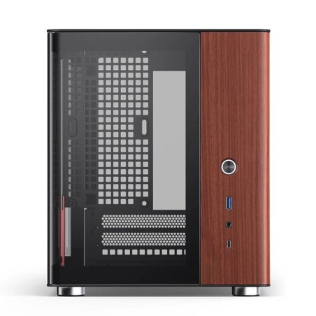 Jonsbo tk-0 pc carcasa, mini-tower, mini-itx, tempered glass, madera - negro