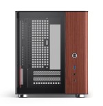 Jonsbo tk-0 pc carcasa, mini-tower, mini-itx, tempered glass, madera - negro