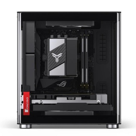 Jonsbo tk-0 pc carcasa, mini-tower, mini-itx, tempered glass, madera - negro