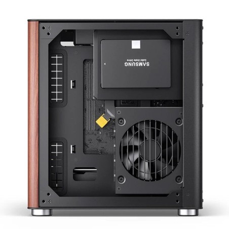 Jonsbo tk-0 pc carcasa, mini-tower, mini-itx, tempered glass, madera - negro
