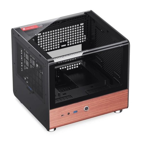 Jonsbo tk-0 pc carcasa, mini-tower, mini-itx, tempered glass, madera - negro