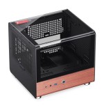 Jonsbo tk-0 pc carcasa, mini-tower, mini-itx, tempered glass, madera - negro