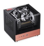 Jonsbo tk-0 pc carcasa, mini-tower, mini-itx, tempered glass, madera - negro