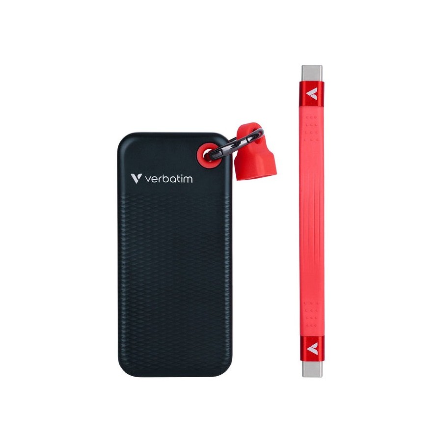 Verbatim ssd 256gb, usb 3.2, tipo-c, pocket, negro/rojo