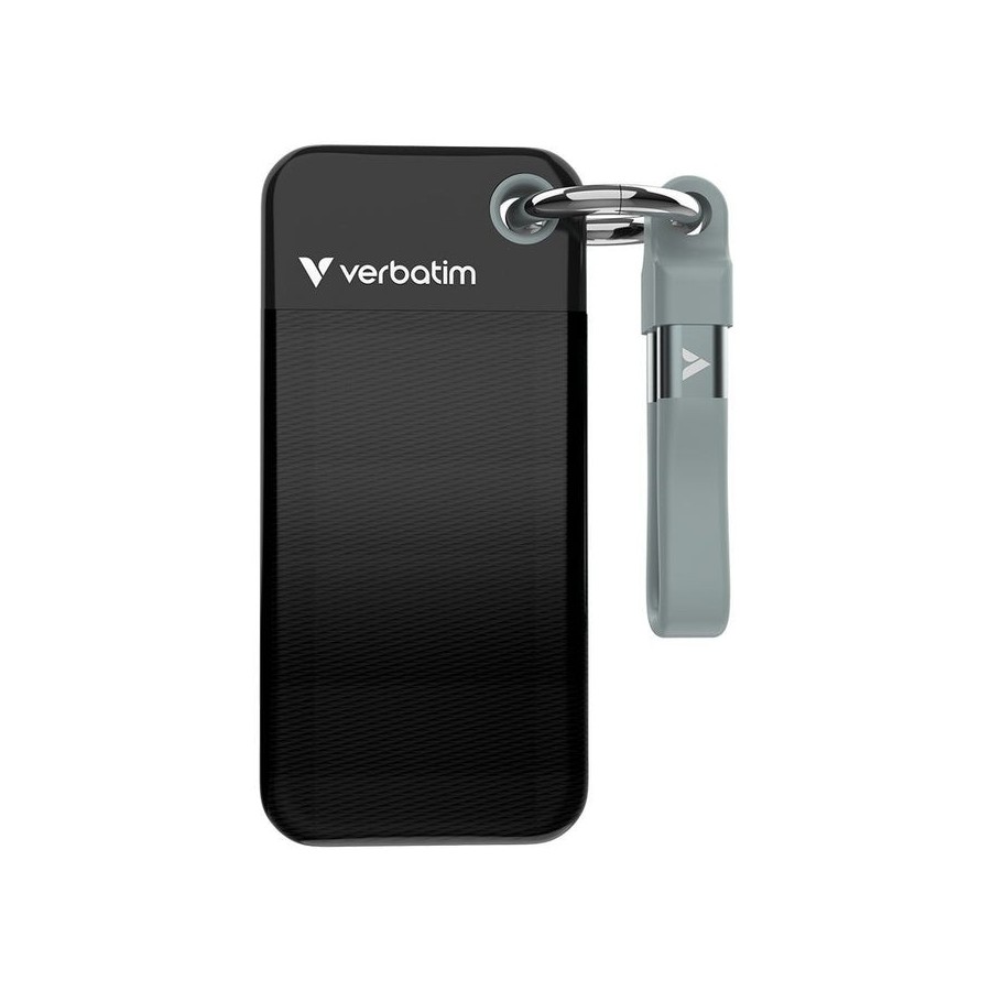 Verbatim ssd 512gb, usb 3.2, tipo-c, pocket, negro/gris