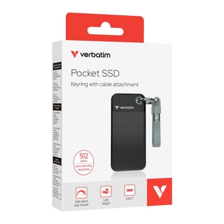 Verbatim ssd 512gb, usb 3.2, tipo-c, pocket, negro/gris