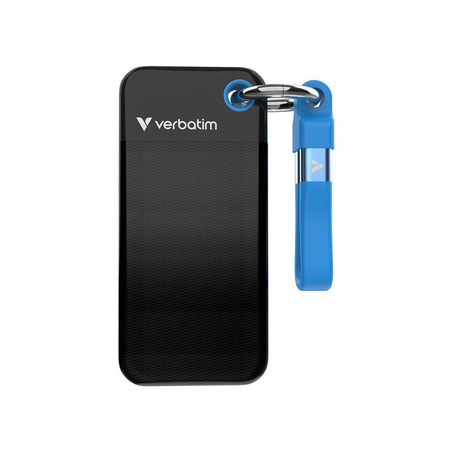 Verbatim ssd 512gb, usb 3.2, tipo-c, pocket, negro/azul