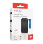 Verbatim ssd 512gb, usb 3.2, tipo-c, pocket, negro/azul