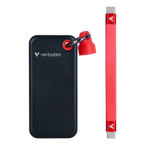 Verbatim ssd 512gb, usb 3.2, tipo-c, pocket, negro/rojo