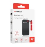 Verbatim ssd 512gb, usb 3.2, tipo-c, pocket, negro/rojo