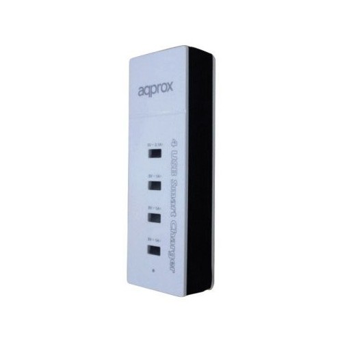 Approx cargador para red domestica a usb 4 puertos 5v color blanco