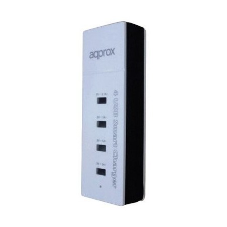 Approx cargador para red domestica a usb 4 puertos 5v color blanco