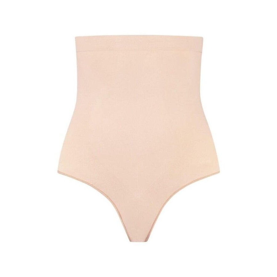 Bye-bra - tanga de talle alto sin costuras beige talla m