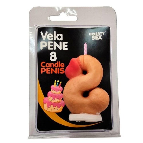 Diablo picante - vela pene en forma de número 8 color carne