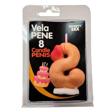 Diablo picante - vela pene en forma de número 8 color carne