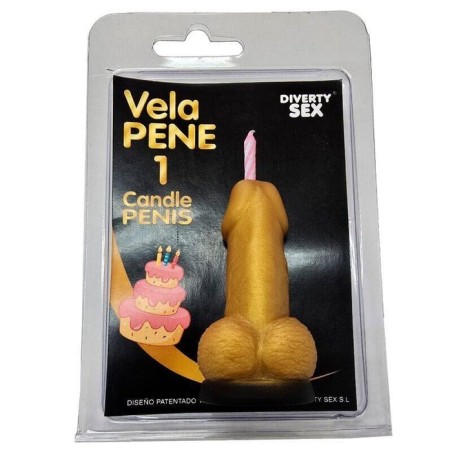 Diablo picante - vela pene en forma de número 1 color dorado