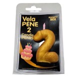 Diablo picante - vela pene en forma de número 2 color dorado