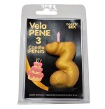 Diablo picante - vela pene en forma de número 3 color dorado