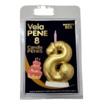 Diablo picante - vela pene en forma de número 8 color dorado